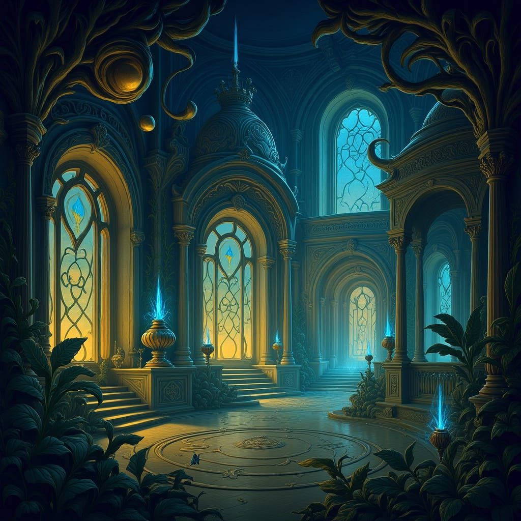 Alien Hive Planet in Art Nouveau Rococo Style