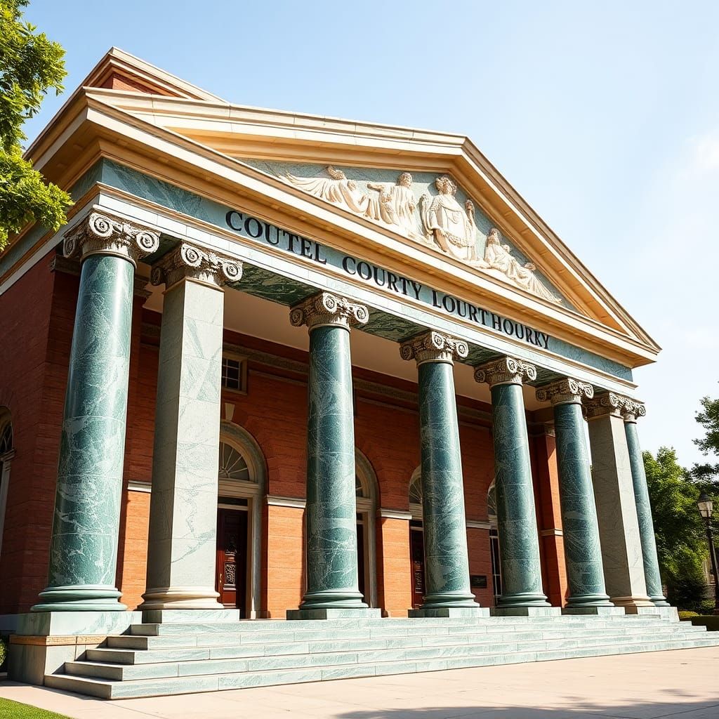 Classical Revival Courthouse with Green Marble Columns