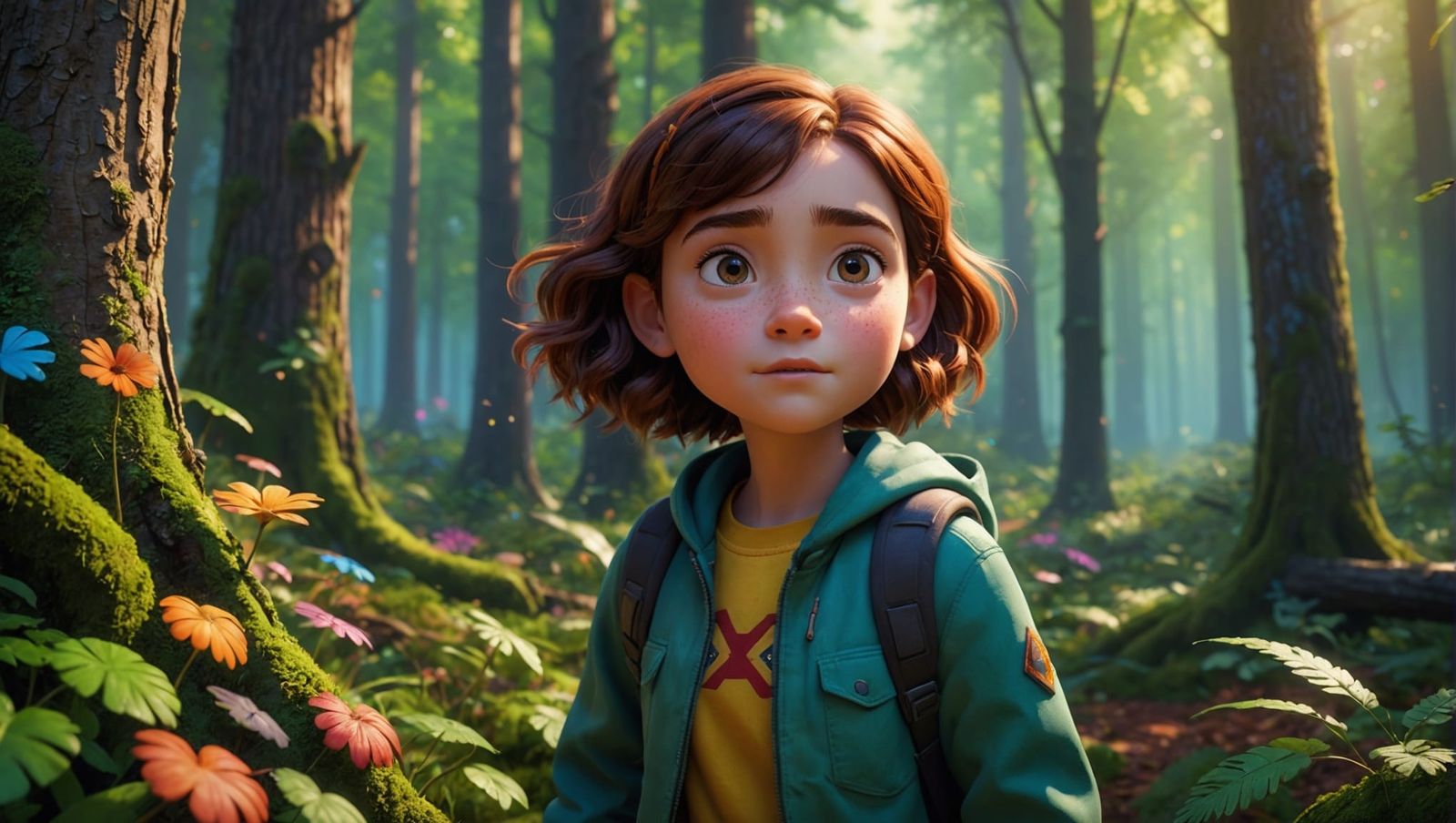 Pixar style , a young girl