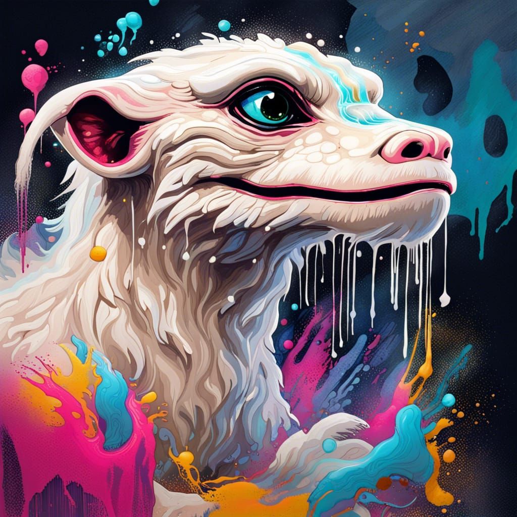 Whimsical Falkor Graffiti Art in Polychromatic Style