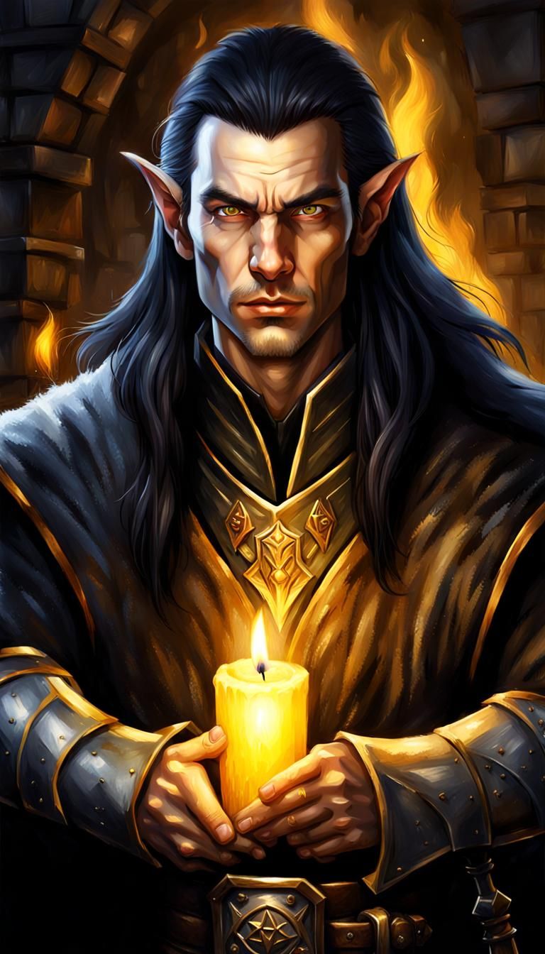 Half-Elf Wizard Portrait in Photorealistic Airbrush Style