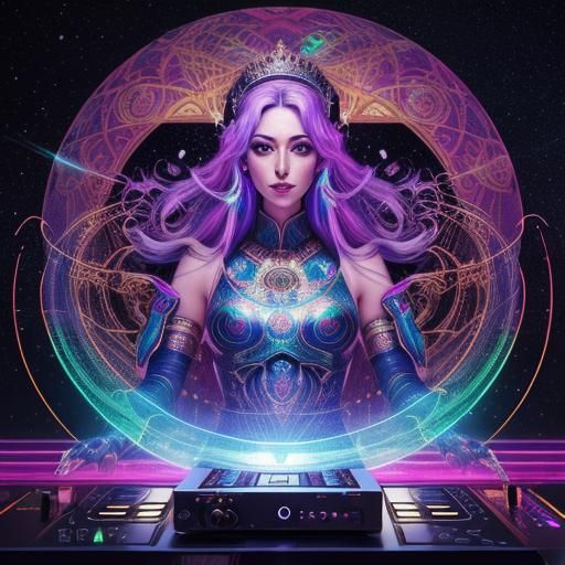 Girls DJ at Royal Palace: Astral Cosmic Illustration