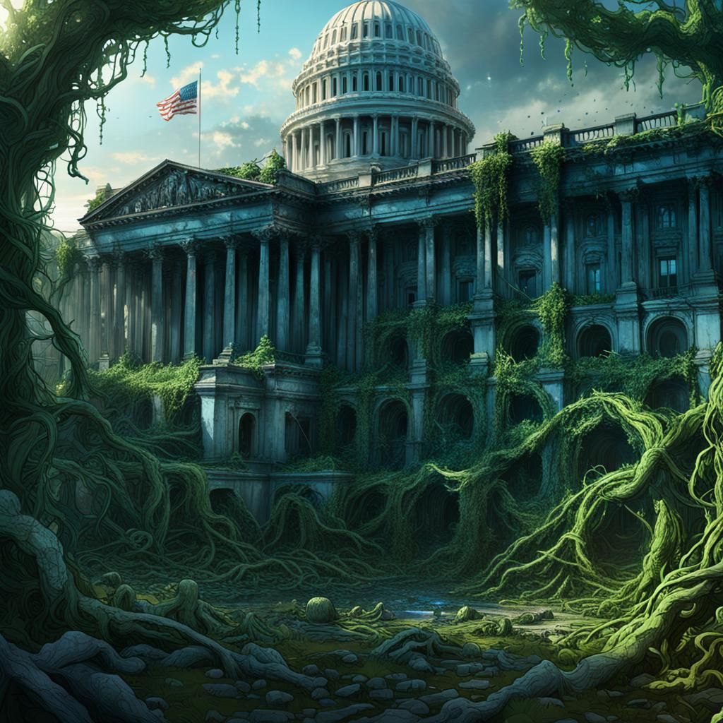 Post-Apocalyptic DC Capitol Ruins: Detailed Matte Painting