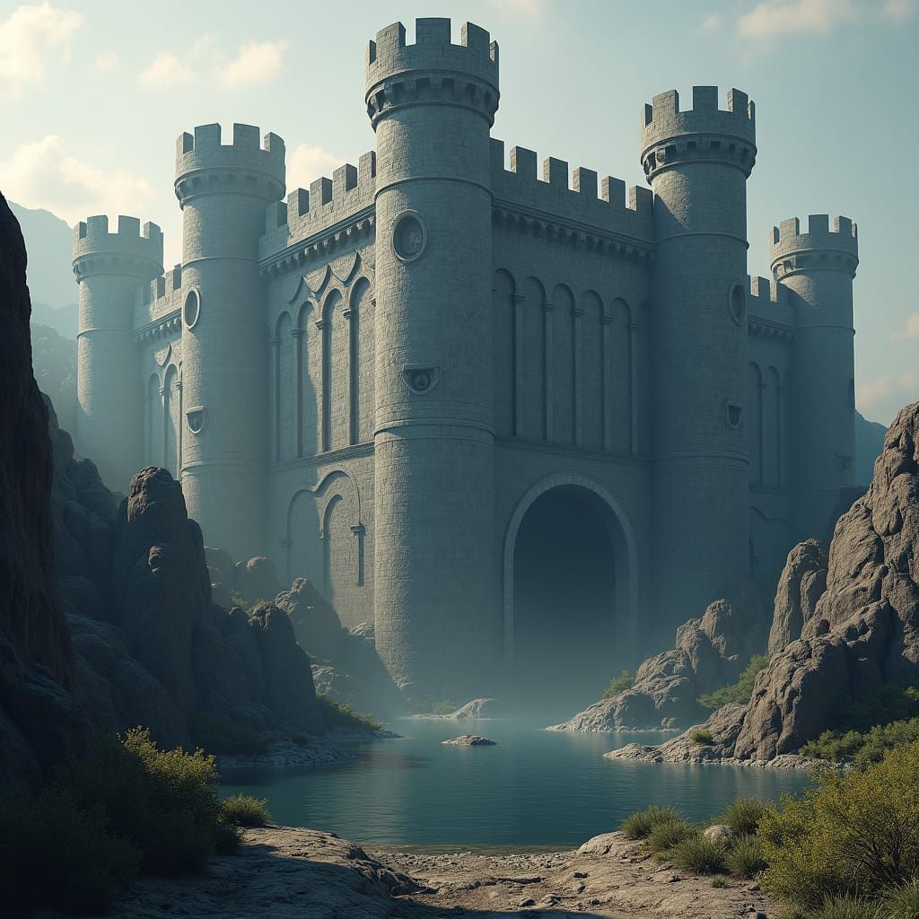 Giant Basalt Fortress Castle in Ultra HD Realism
