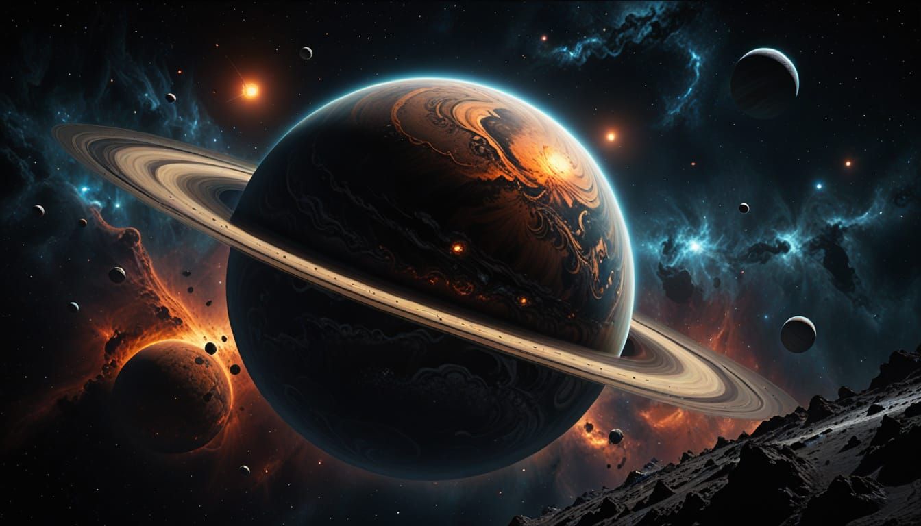 Gas Giant Planet in Cosmic Orbit with Moons