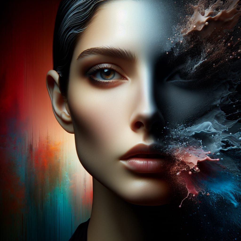 Dramatic Portrait in Hyper-Realistic Splash Art Style
