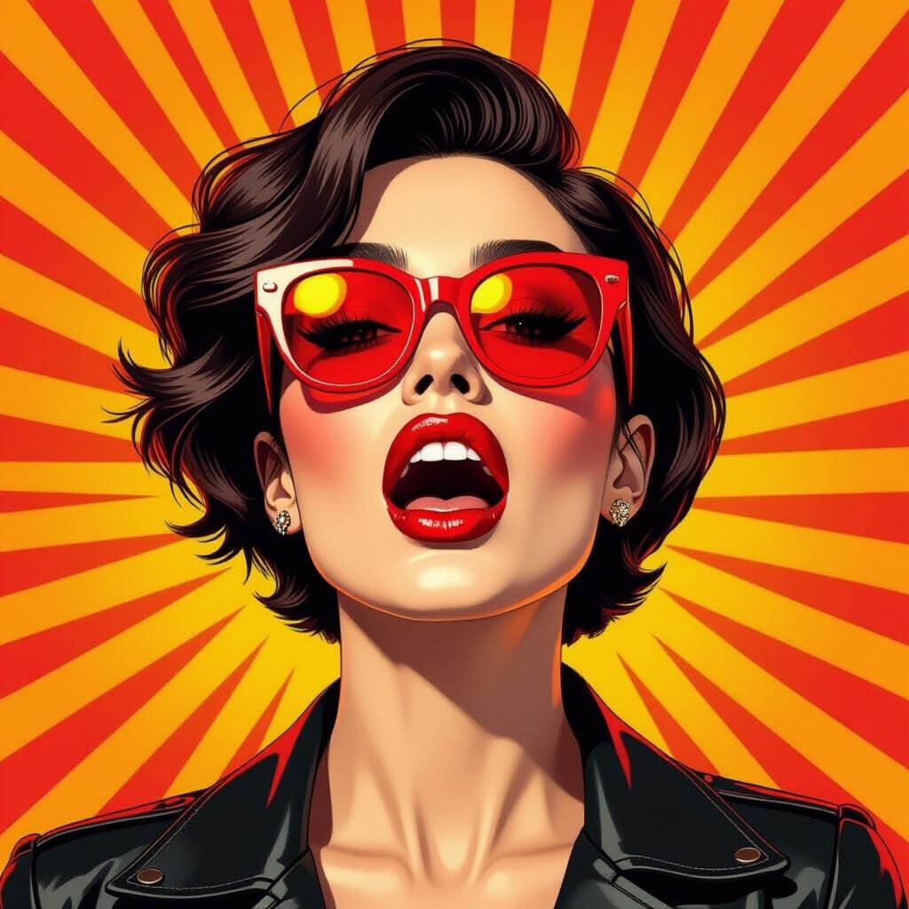 Vibrant Pop Art Portrait with Retro Flair