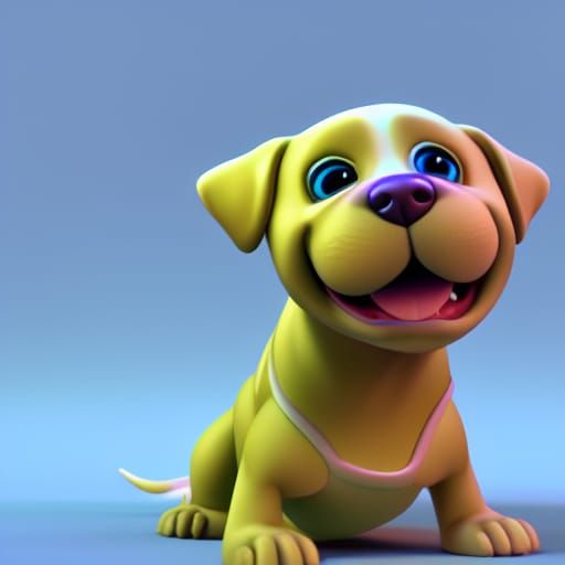 Whimsical Puppy Dog in 3D Digital Art