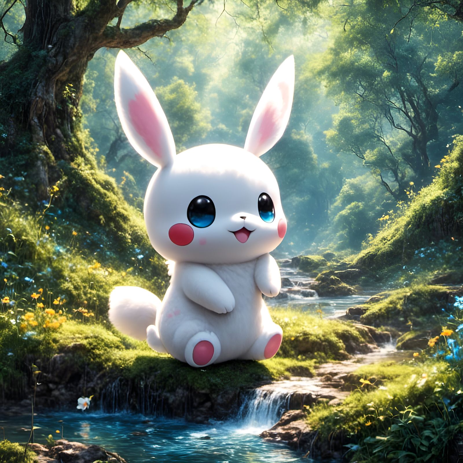 Cinnamoroll Pikachu in Splatter Graffiti Style