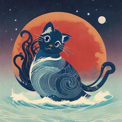 Neko Character in Cicada Song Style