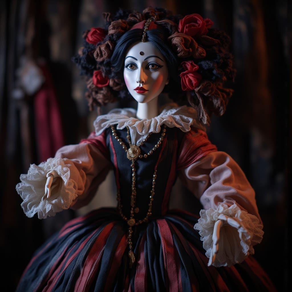 Porcelain Doll Puppet with Surreal Shadows