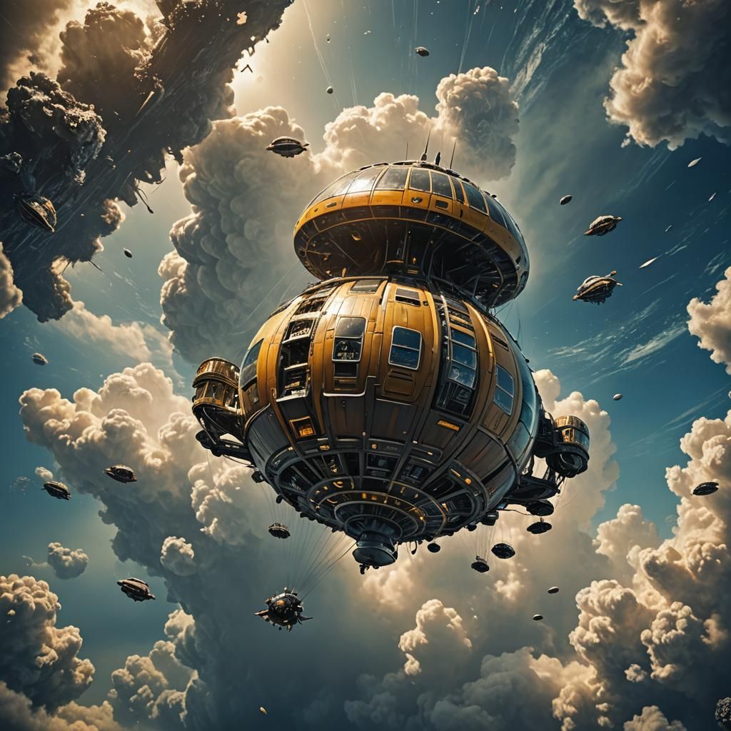 Escape Pod Over Alien Ocean in Chris Foss Style