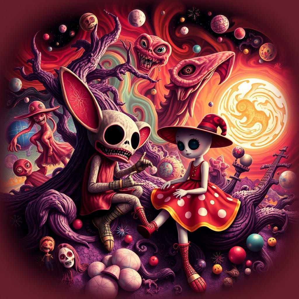 Surreal Fractal Wonderland in a Dazzling Acid Trip