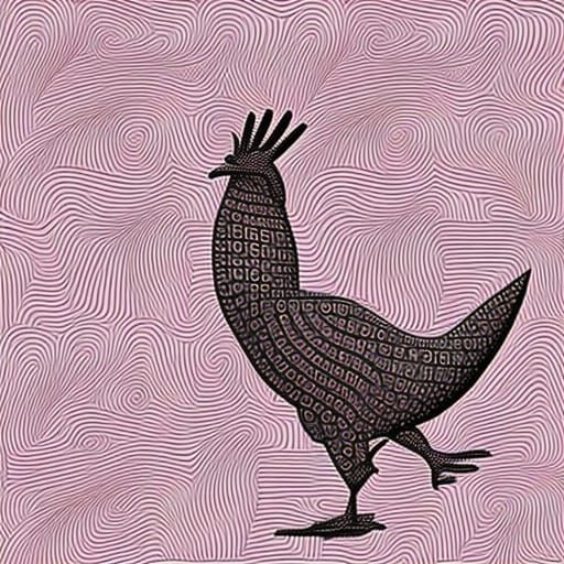 Abstract Easter Chicken with Fractal Design