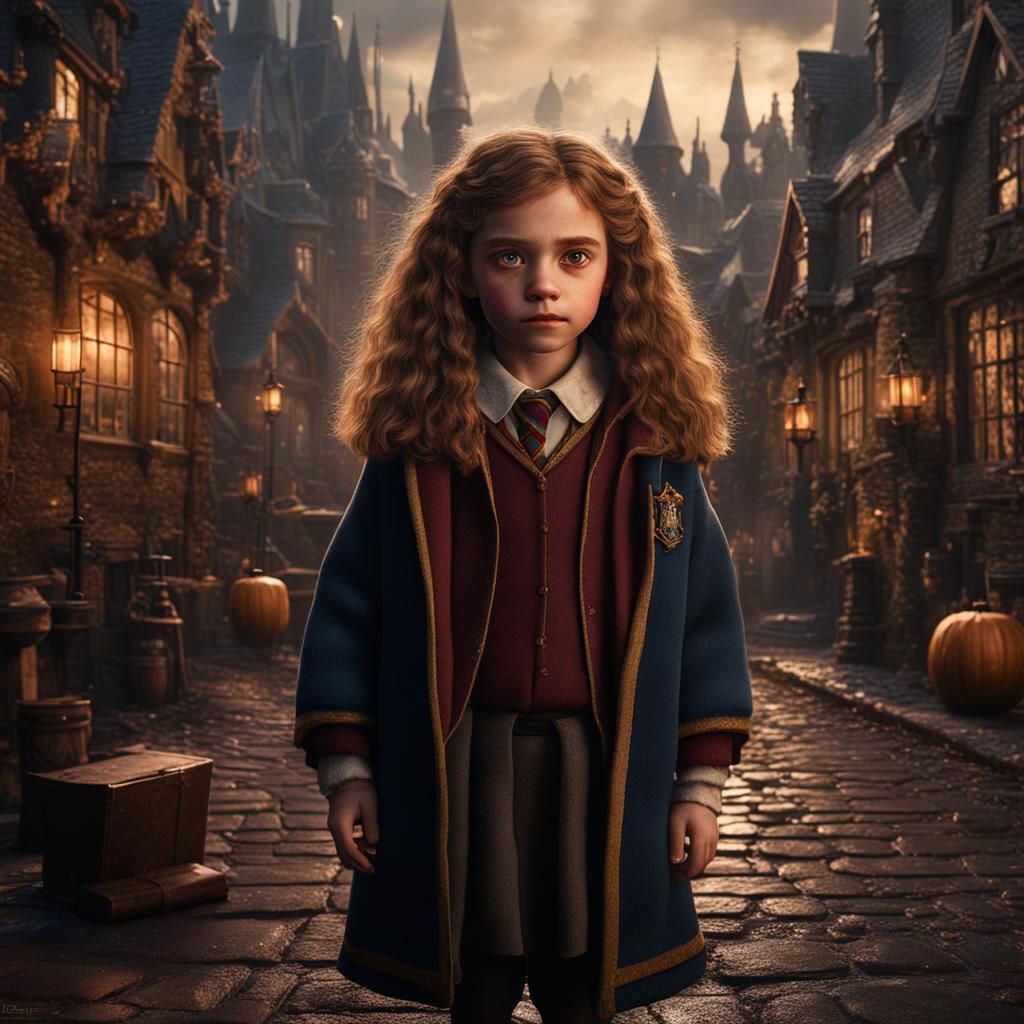 Detailed Matte Painting of Little Hermione Granger