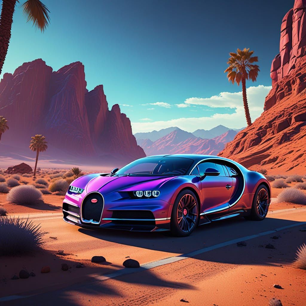 Retrofuturistic Bugatti Chiron Speeds Through the Judean Des...