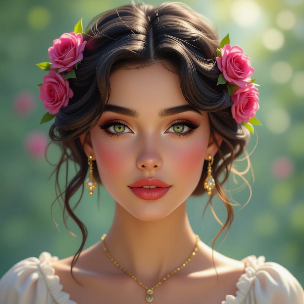 Dewy Rose Portrait in Hyperdetailed Digital Art