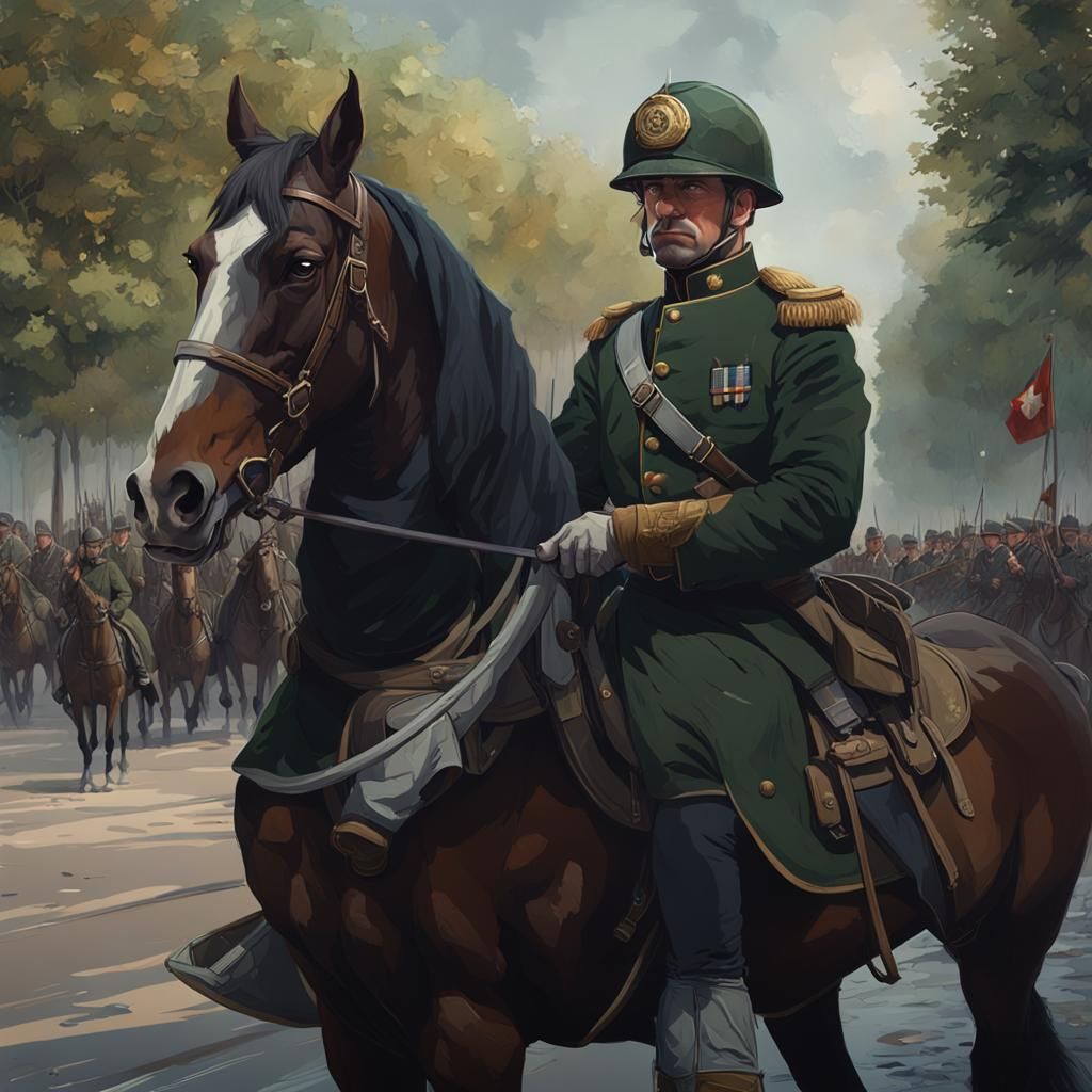 WWI Cavalryman Portrait in Hyperdetailed Style