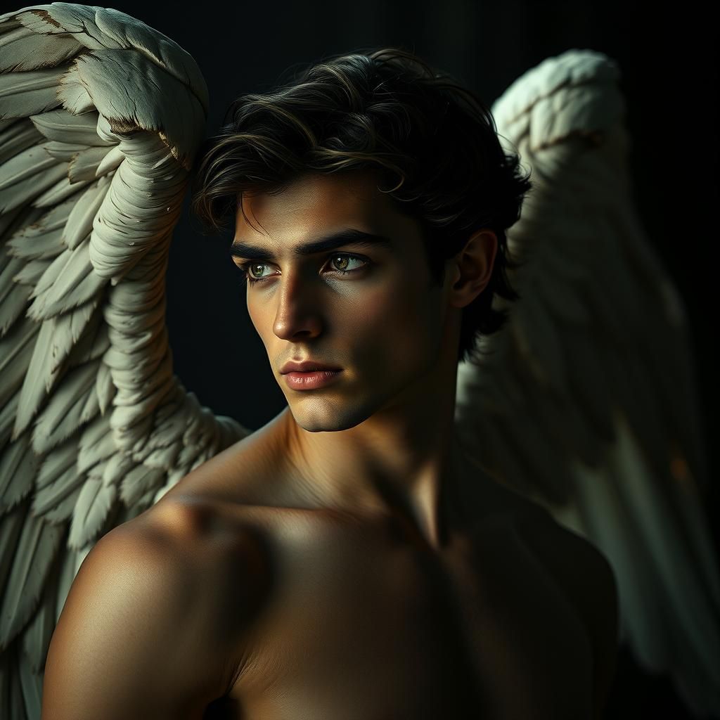 Dramatic Fallen Angel Portrait in Cinematic Style