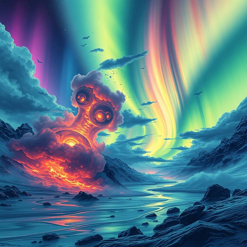 Whispy Aurora Dreamscapes in Fantastical Ink and Watercolor