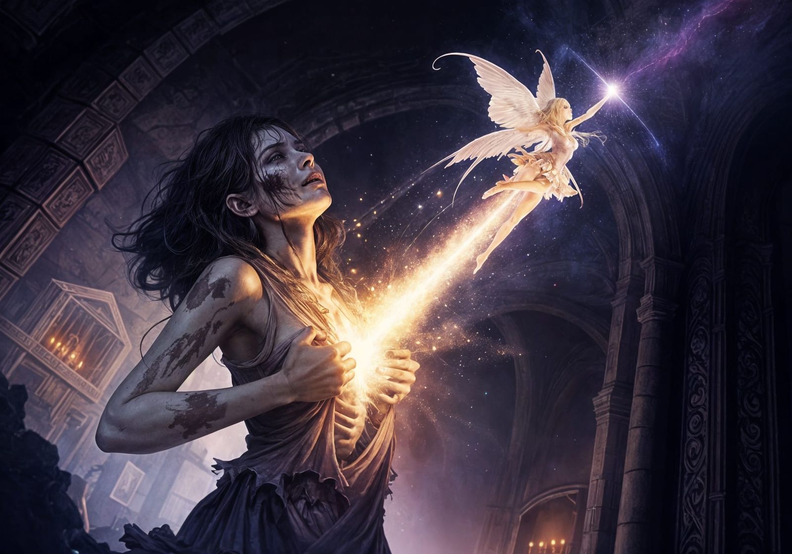 Dreamlike Fantasy Anime Poster: Dark Fantasy Dungeon Scene