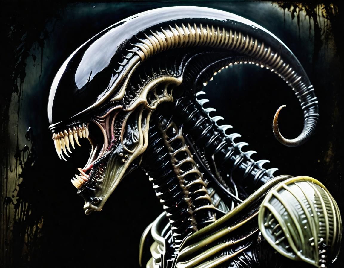 Zombie Xenomorph Warrior Portrait in Hyperrealistic Style