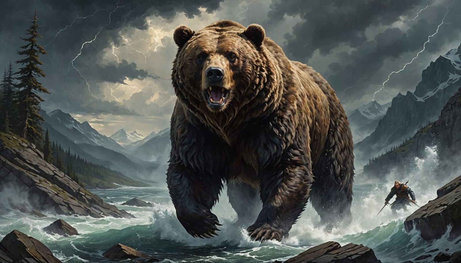 Majestic Bear in Oil Painting Style