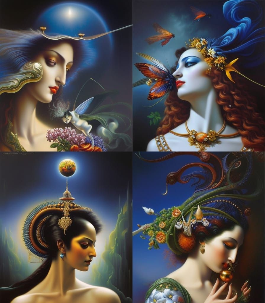 Surreal Flower Goddess with Intricate Jewelry