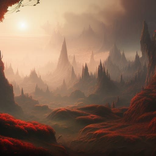 Detailed King Crimson Matte Painting in Deep Color