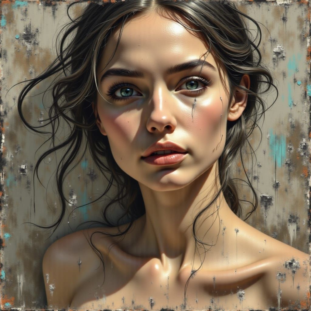 Beautiful Woman Portrait Dry-Brush Technique