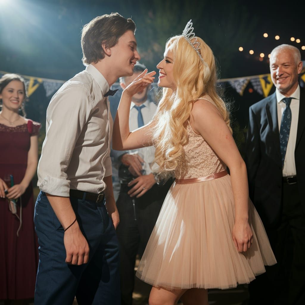 Young Man Crossdresses in Tulle Dress for Party