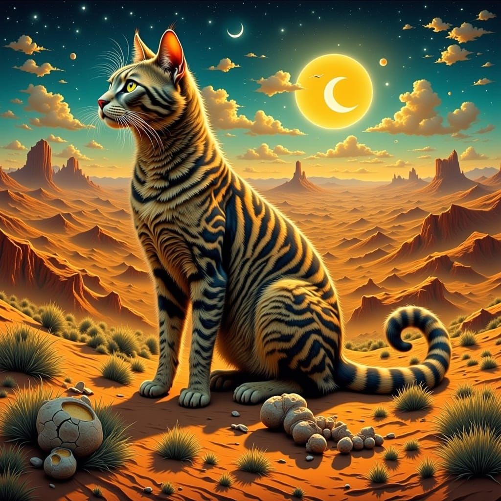 Hyperrealistic Desert Cat in Flux Style