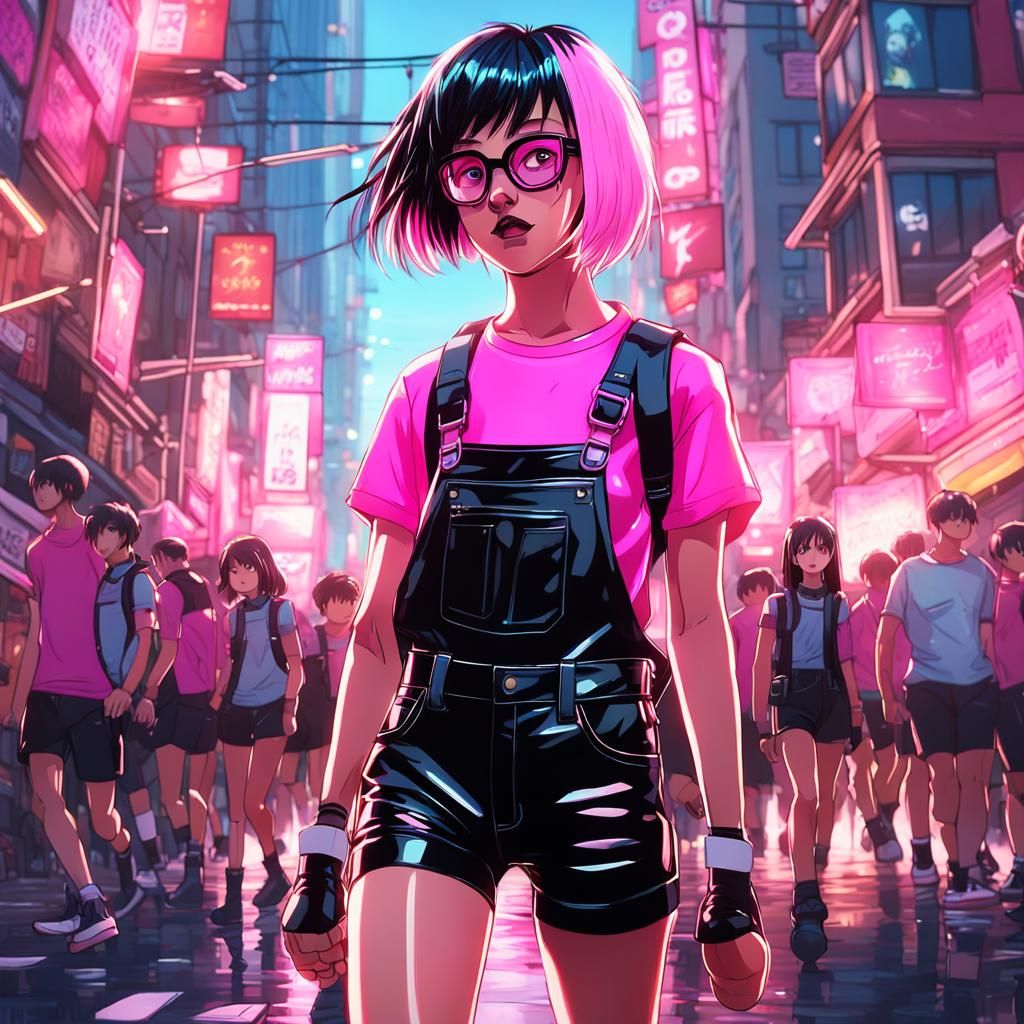 Anime Realism of Woman in Latex Outfit