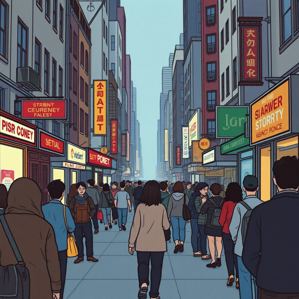 Melancholy City Street in VHS Style