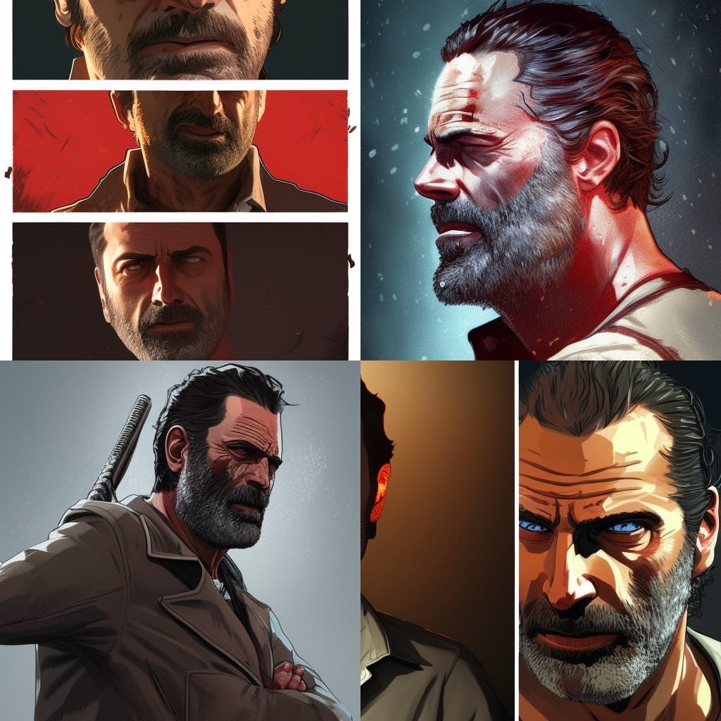 Rick Grimes vs Negan: Hyperdetailed Portrait