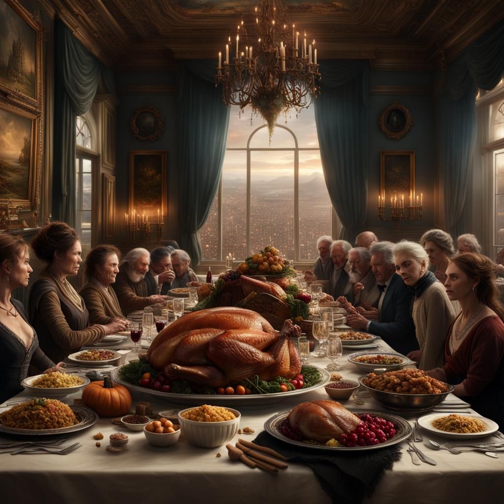 Dramatic Thanksgiving Feast Digital Matte Painting