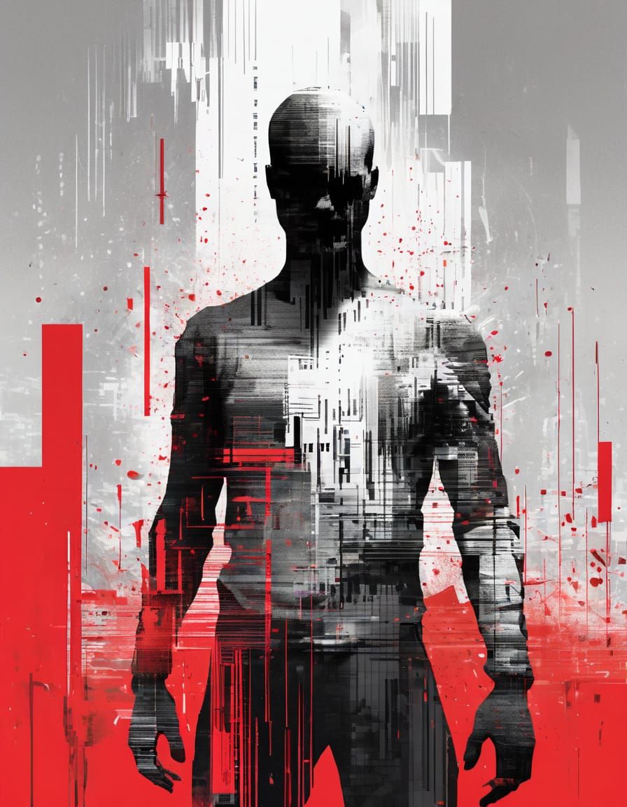 Minimalist Glitch Poster: Error 404 in Cyberpunk Style