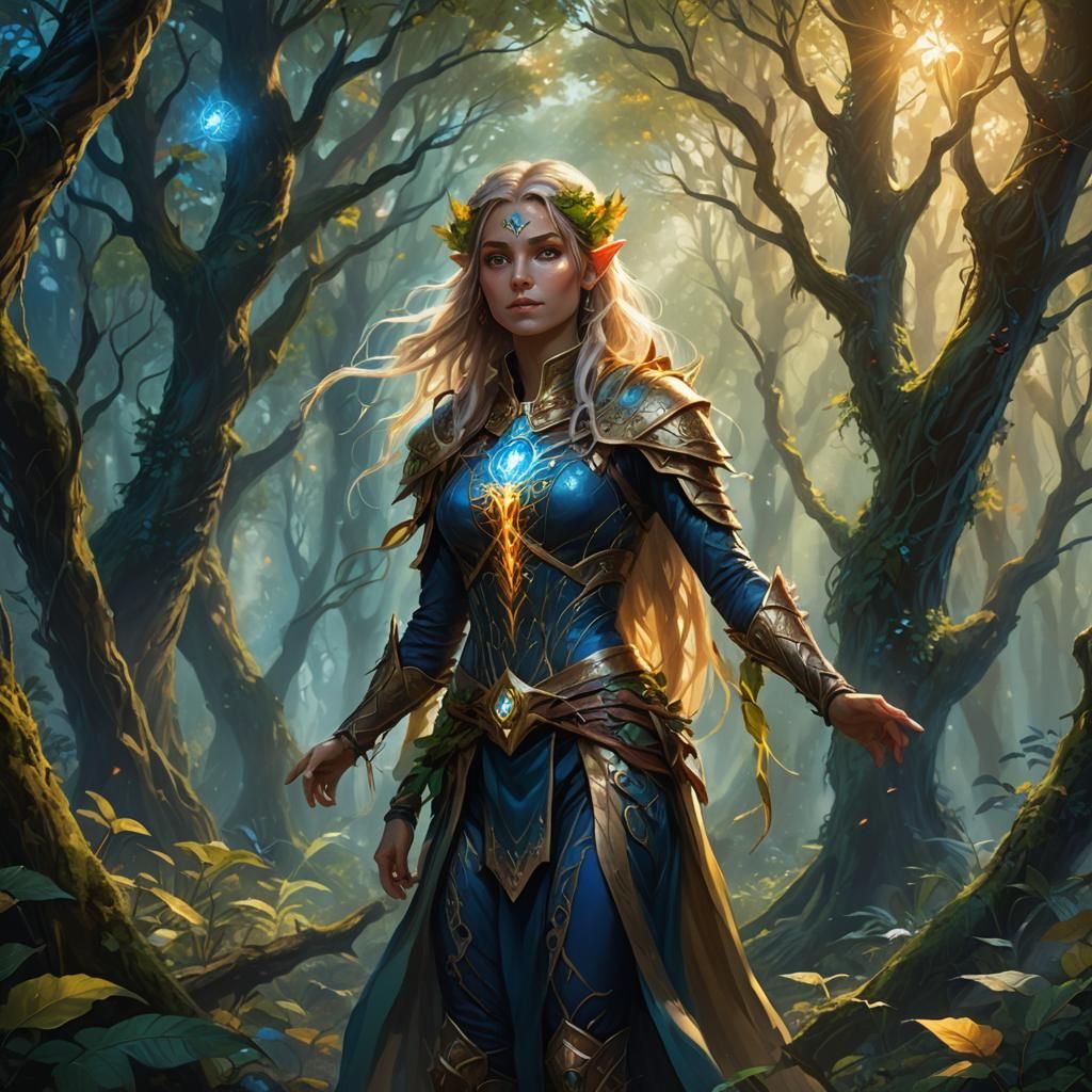 Mystical Earth Elf in Forest Concept Art