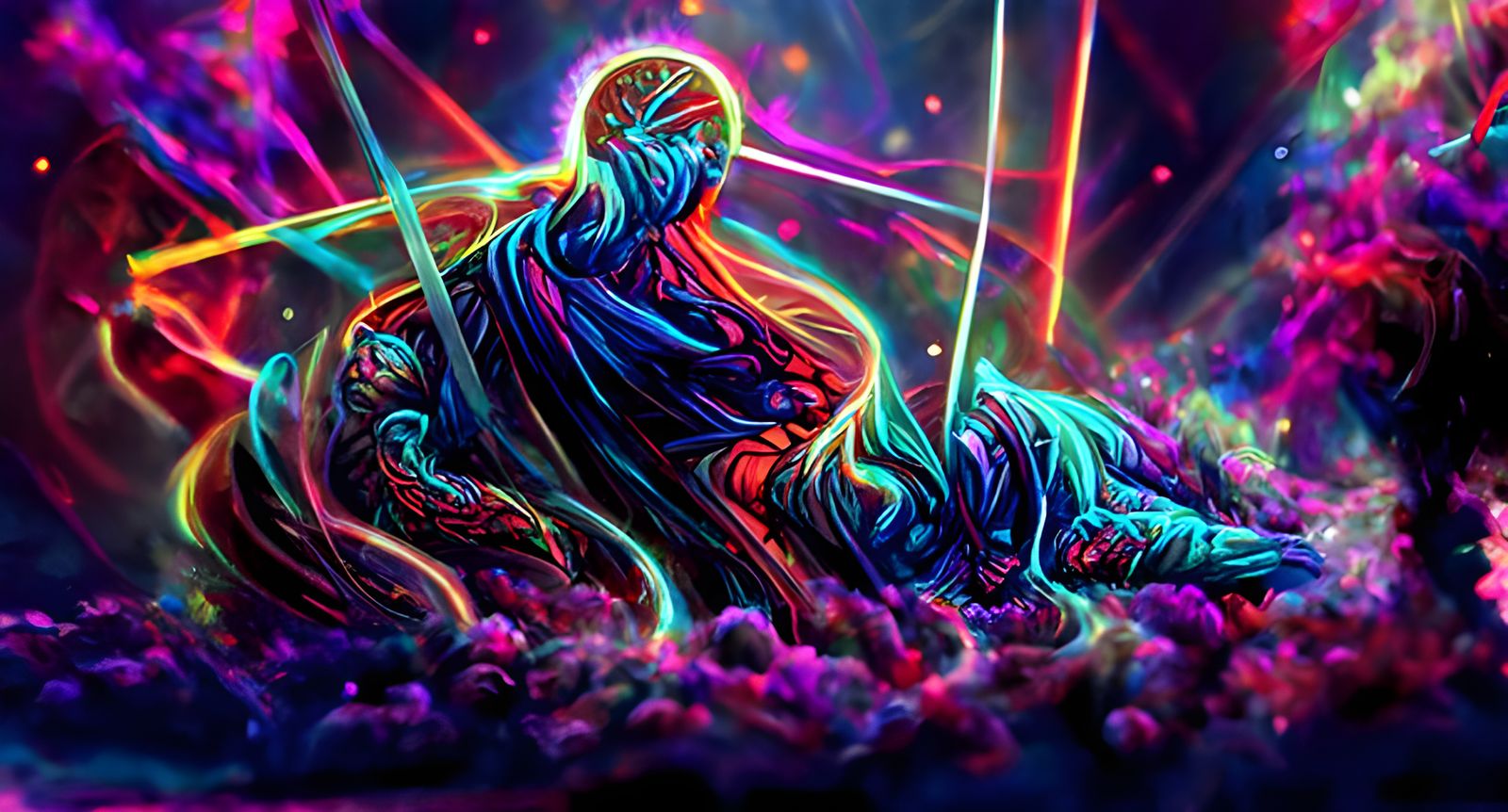 Celestial Swords by Dan Mumford: 8K Holographic Illustration