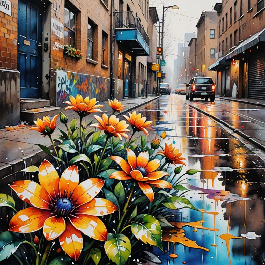 Vibrant Watercolor City Blooms