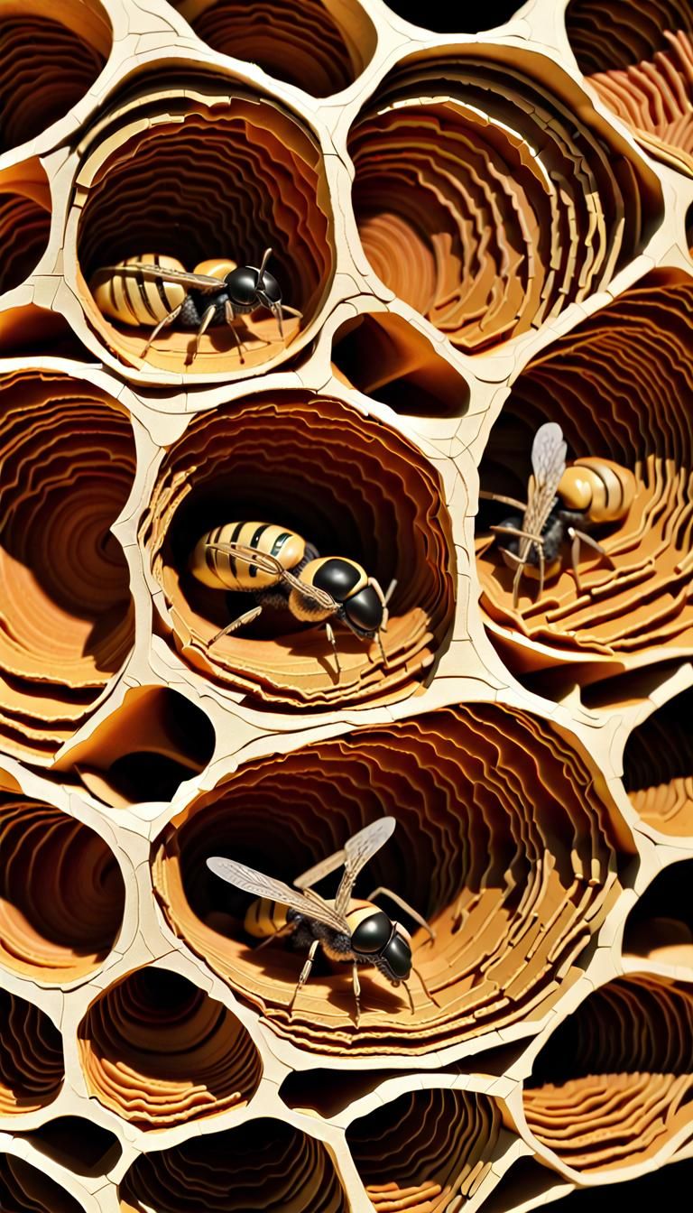Intricate Cross-Section of a Hornets Nest
