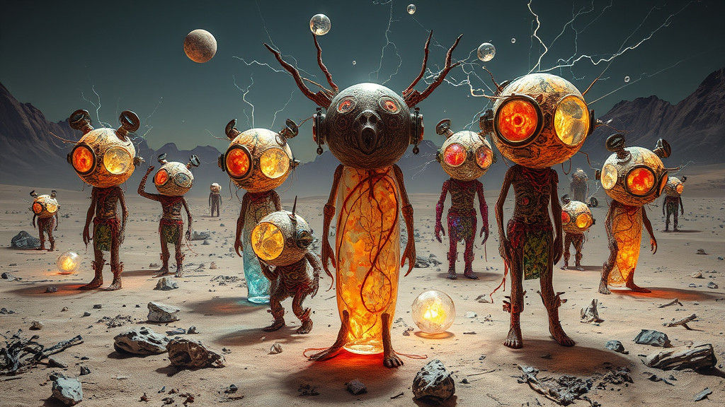 Surreal Steampunk Sculptures on Barren Planet
