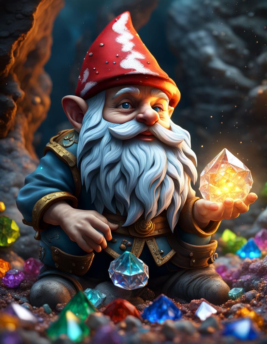 Crystal Cave Gnome: Hyperrealistic Concept Art