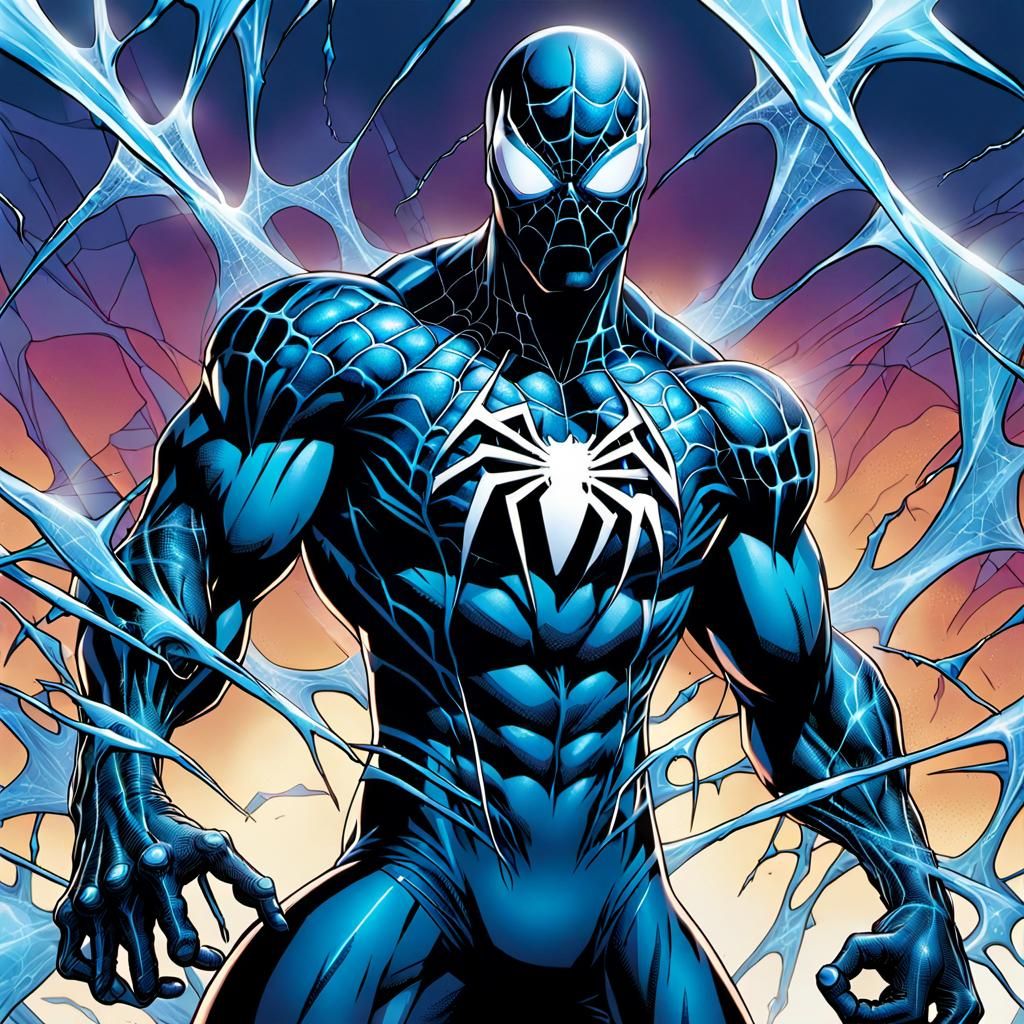 Icy Symbiote Superhero in Comic Book Style