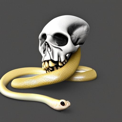 Snake Slithering Through Skull Eye Socket