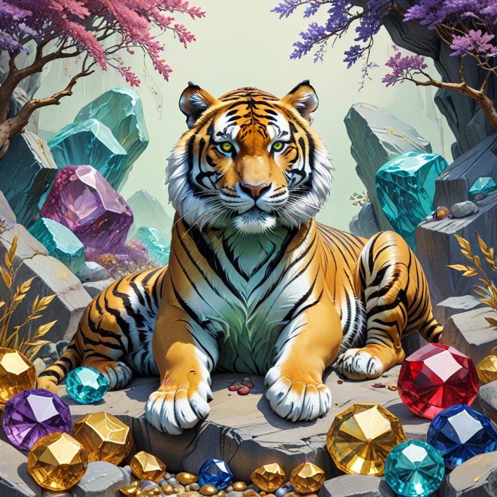 Tiger Guarding Treasure: Digital Concept Art