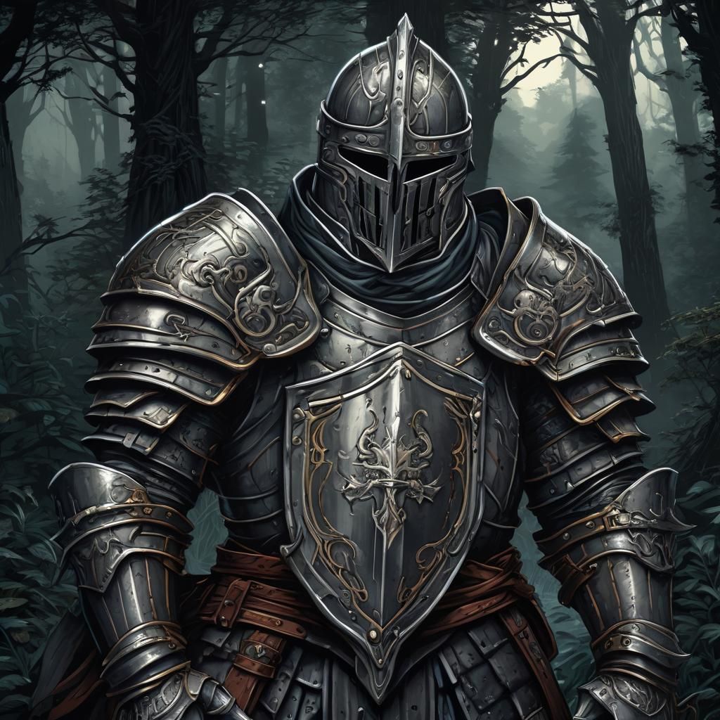 Armored Knight in Graphic Novel Style