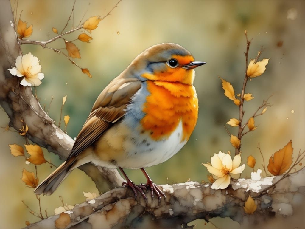 Robin in Painterly Style