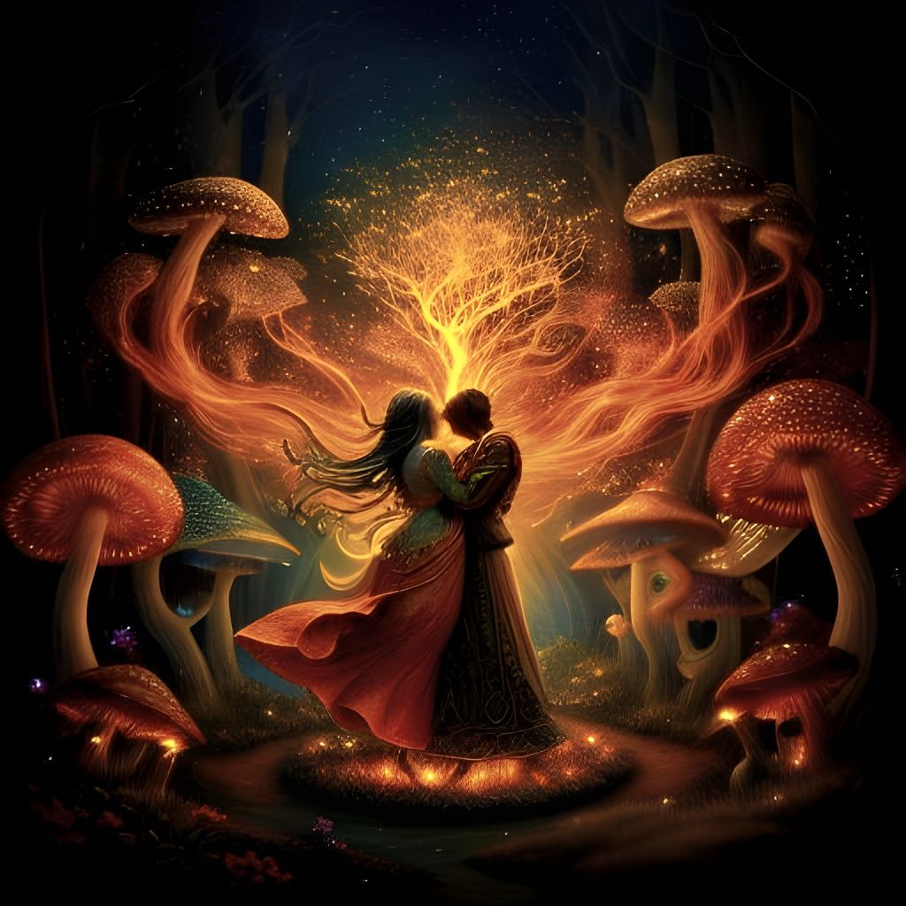 Joyful Fire Sprites Dancing in Fairy Ring