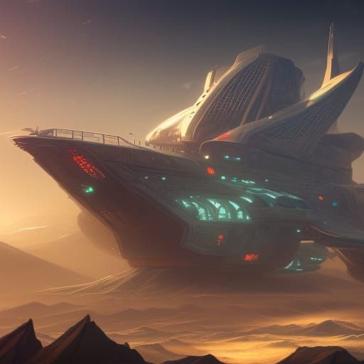 Fantastical Spaceship Concept Art in Deep Color